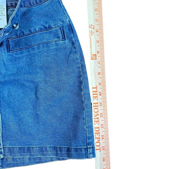 House of Harlow 1960 Skirt 4 Mini Denim Jean Faux Pearl Button 90s Y2K Fairy NWT - Picture 7 of 8